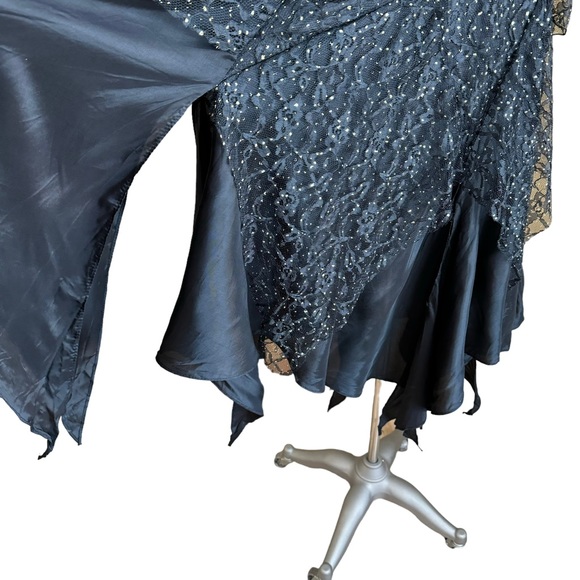 Vintage 80s Nuance Black Gold Swiss Dot Tulle Dress Stevie Nicks Fairy Witchy - Picture 12 of 17